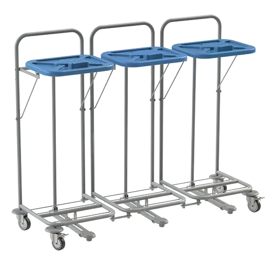 VK 80 - 3N vozík na třídění odpadu a prádla, nožní otevírání plast - VK - modrý